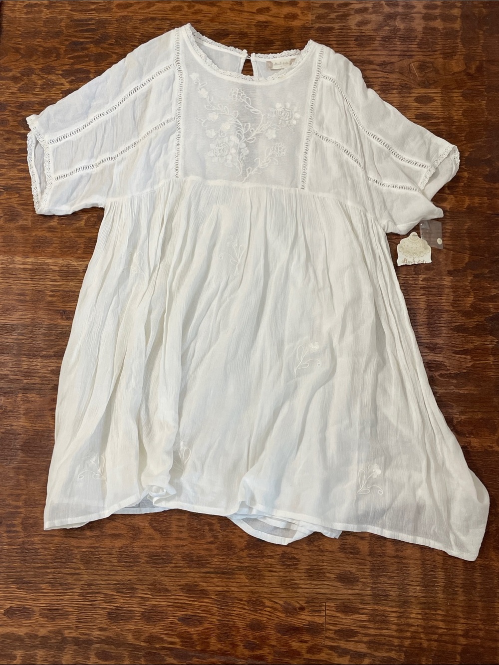 NWT - Altar'd State White Embroidered Boho Mini Dress